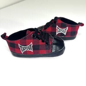 Tapout Baby Shoes 0-6 Months Red Black Plaid Infant Sneakers MMA Style